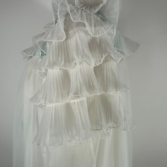 1950’s Chevette Nylon Ruffle Sleeves 2pc Robe Nightgown Kitsch Pinup Core S/32 - Picture 4 of 16